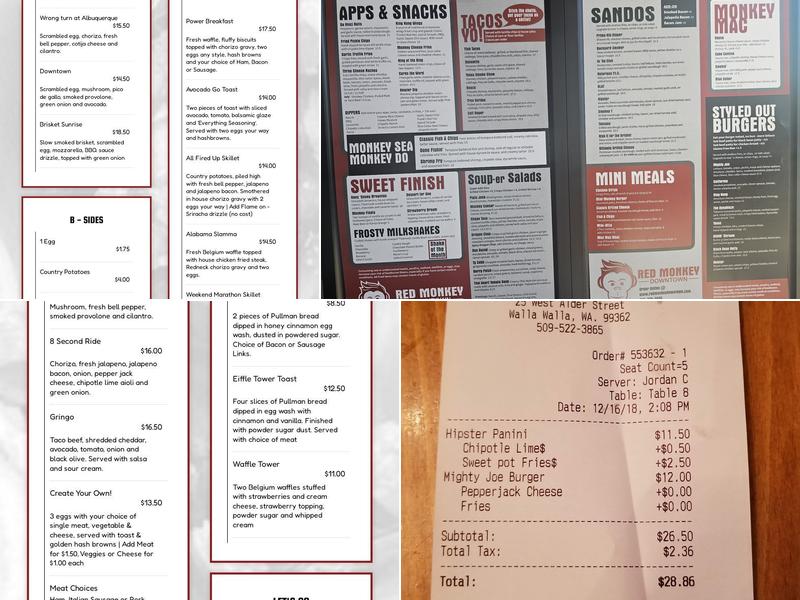 Red Monkey Downtown Menu