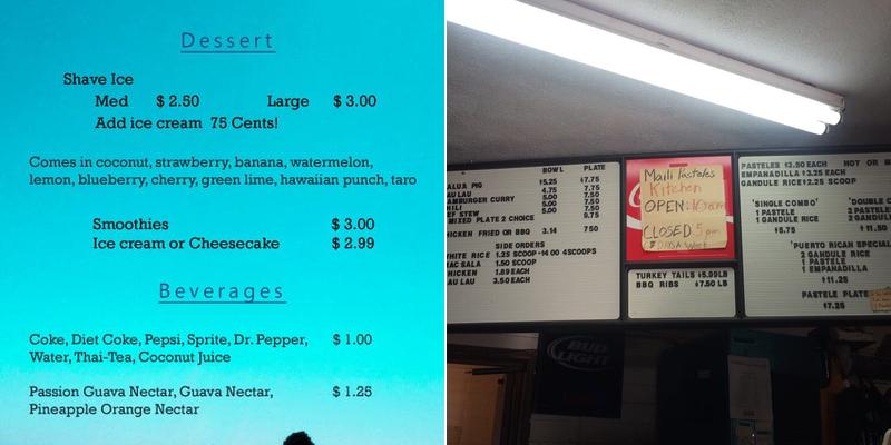 Maili Internet Cafe Menu