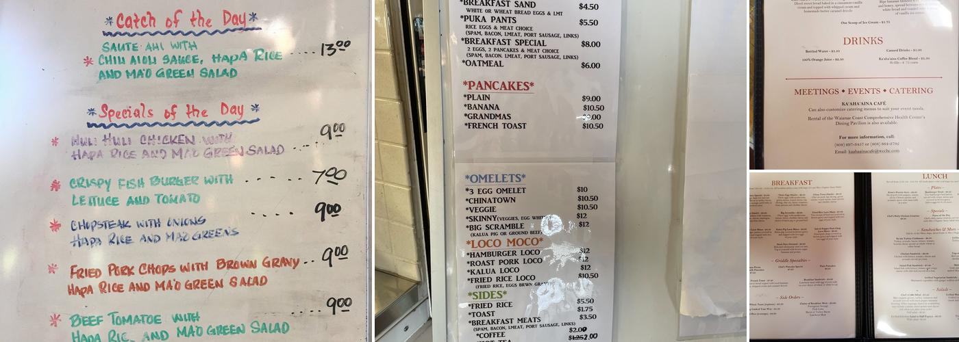 Kaʻahaʻaina Café Menu