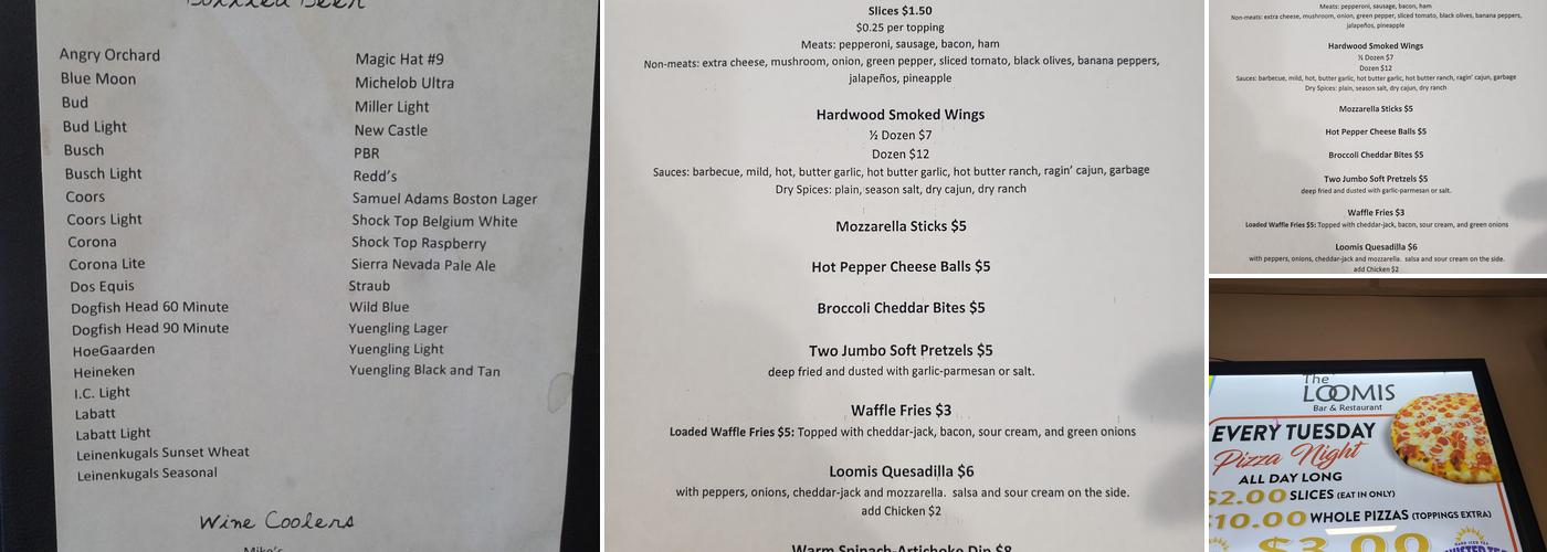 The Captain Loomis Menu