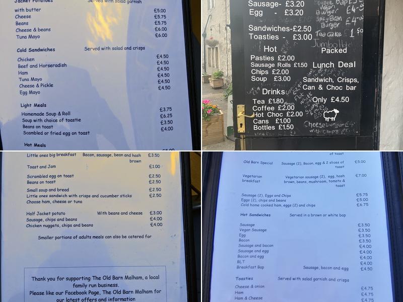 The Old Barn Tearoom Menu