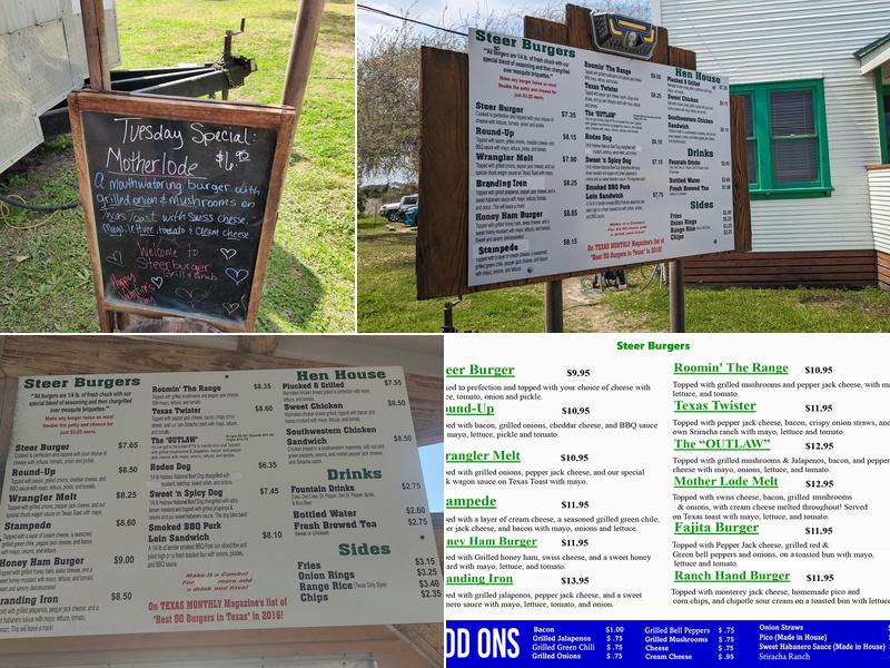 SteerBurger Grill & Grub Menu