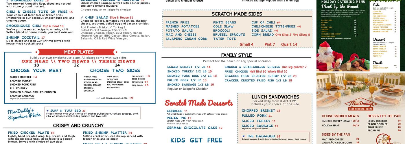 MacDaddy's Family Kitchen Menu