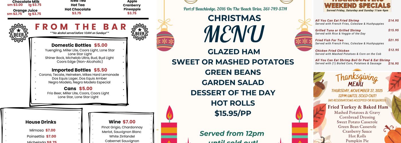 Port A Beachlodge Menu