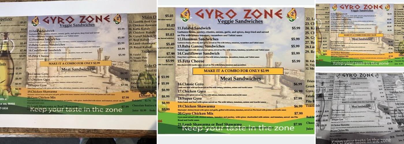 Gyro Zone Menu