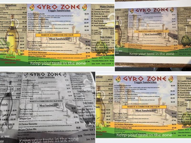 Gyro Zone Menu