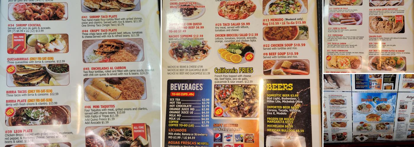 El Potro Restaurant Menu