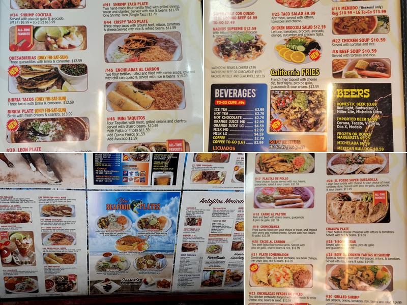 El Potro Restaurant Menu