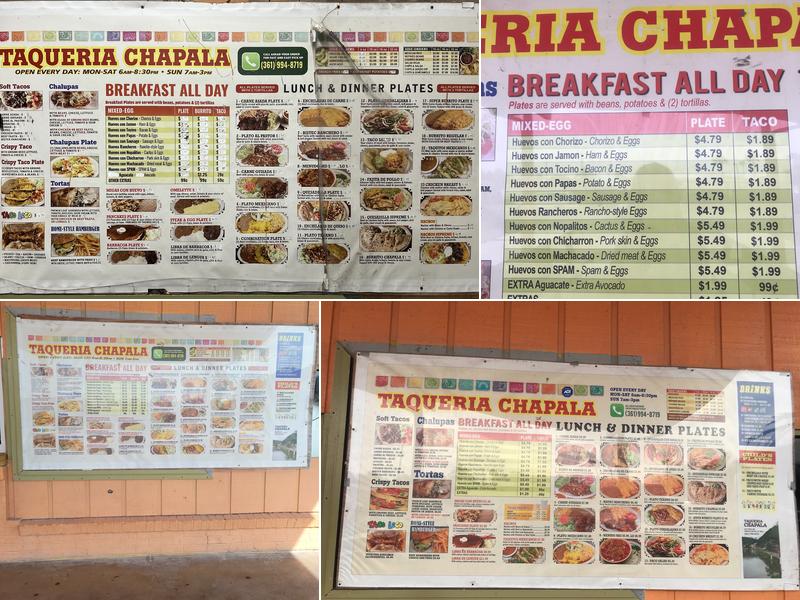 Taqueria Chapala Menu