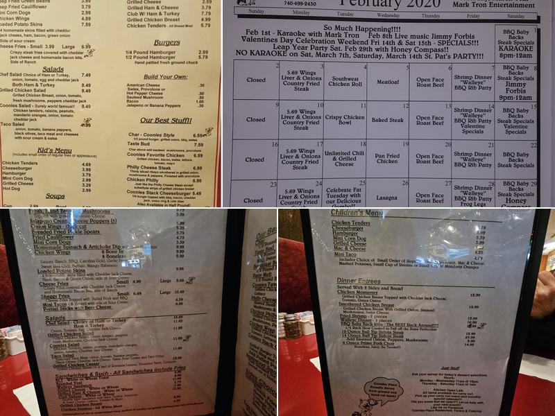 Coonies Menu