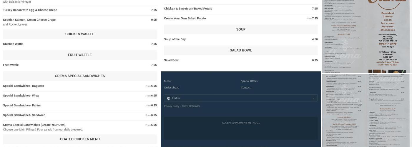 Crema Cafe & Ice Cream Woodend Menu
