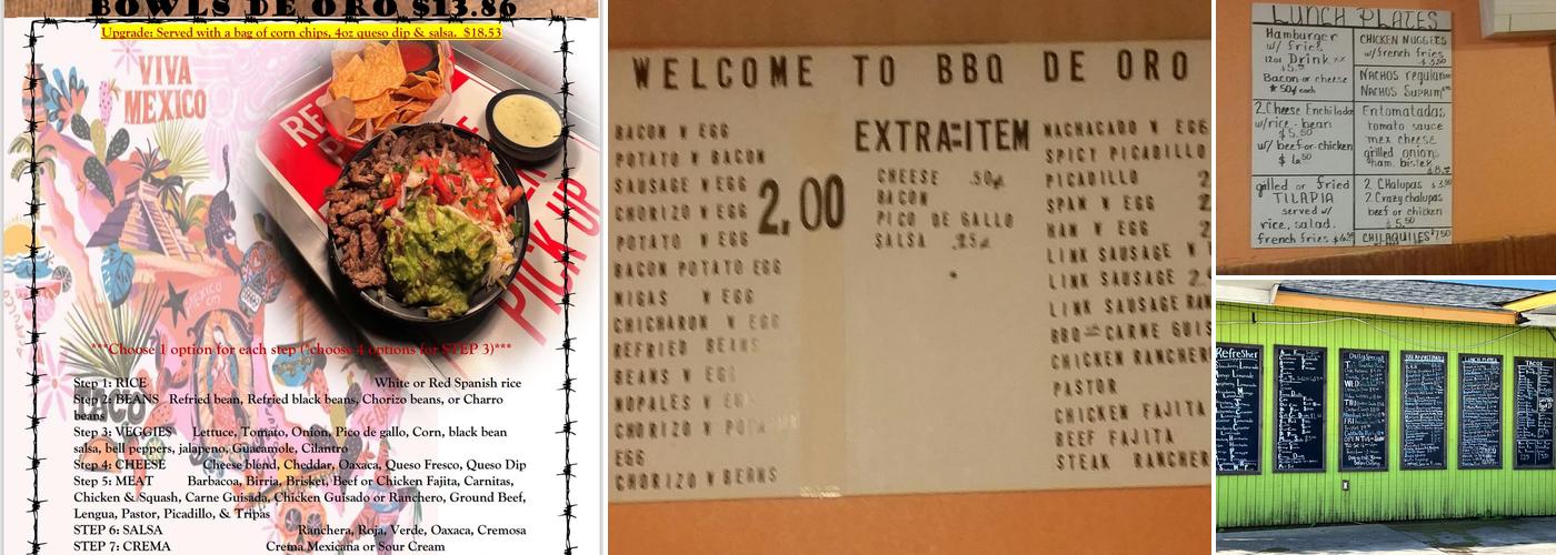 Taco De Oro Restaurant LLC Menu