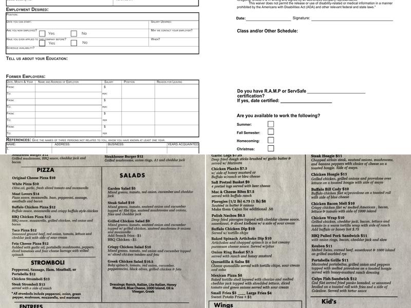 H.B. Culpeppers Menu
