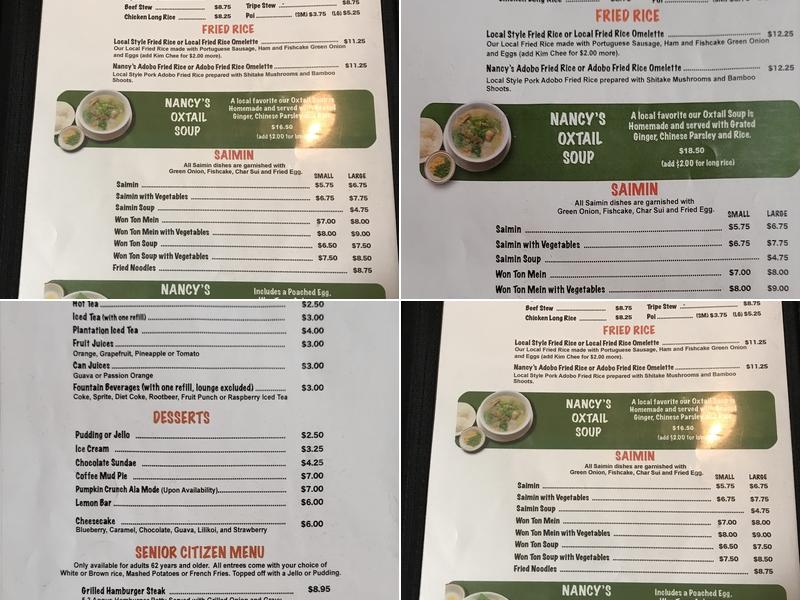Nancy's Kitchen Menu