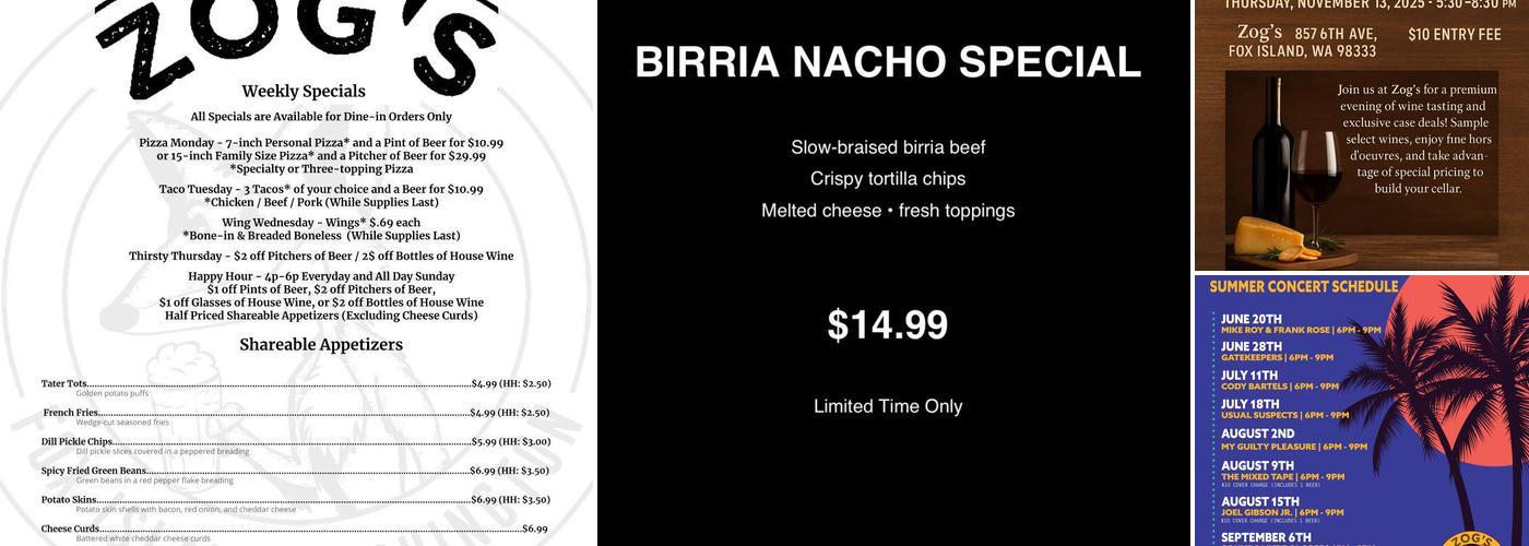 Zog’s Menu