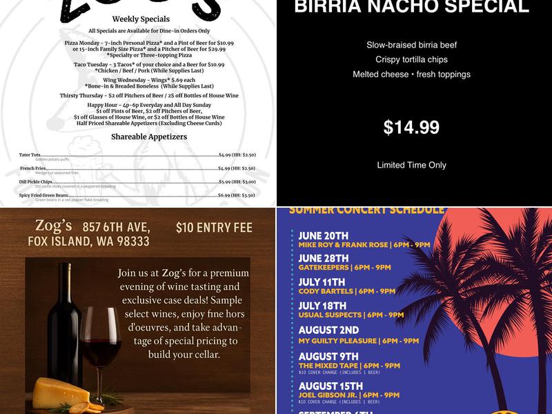 Zog’s Menu