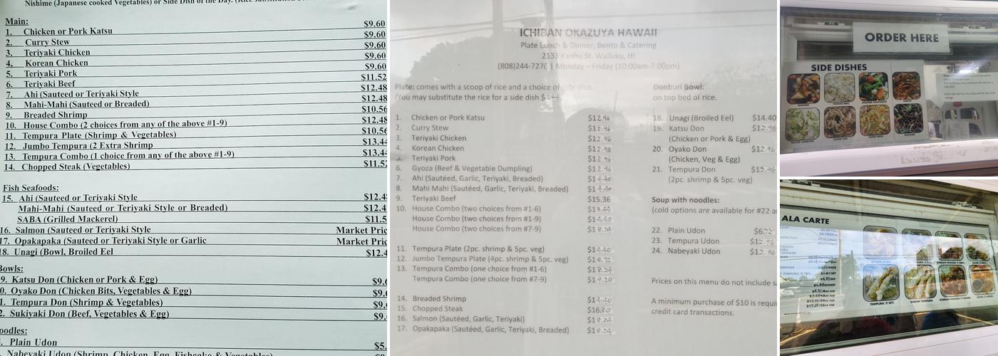 Ichiban Okazuya Hawaii Menu