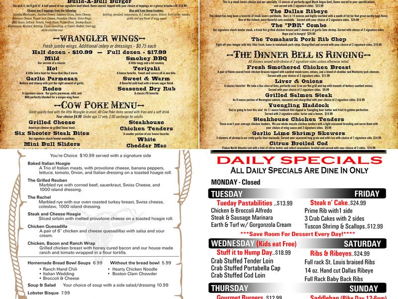 Black Bull Steakhouse & Saloon Menu