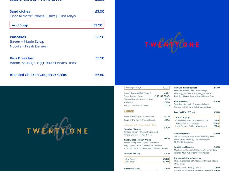 Cafe Twenty One Menu