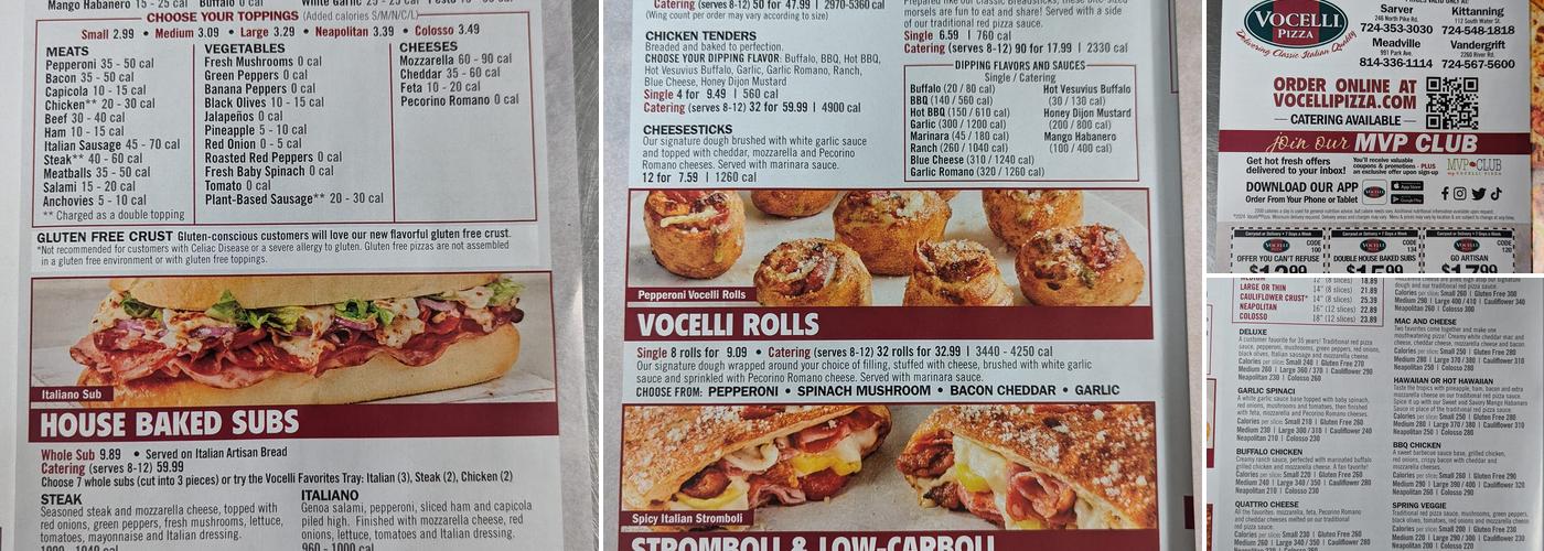 Vocelli Pizza Menu