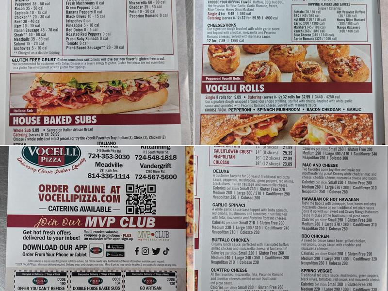 Vocelli Pizza Menu