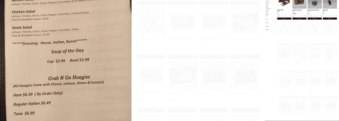 SWEETLANE CHOCOLATE SHOP Menu