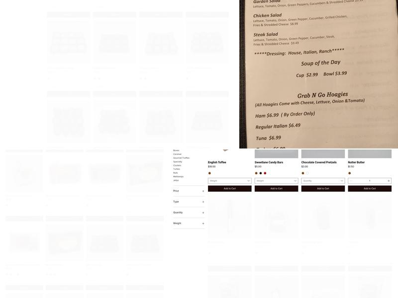 SWEETLANE CHOCOLATE SHOP Menu