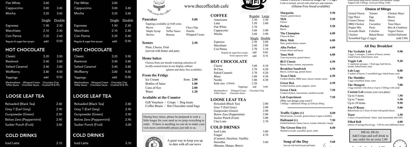 Coffee Lab Menu