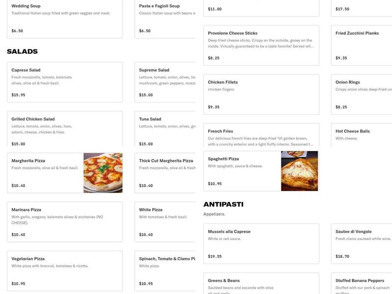 Capri Pizza Restaurant Menu