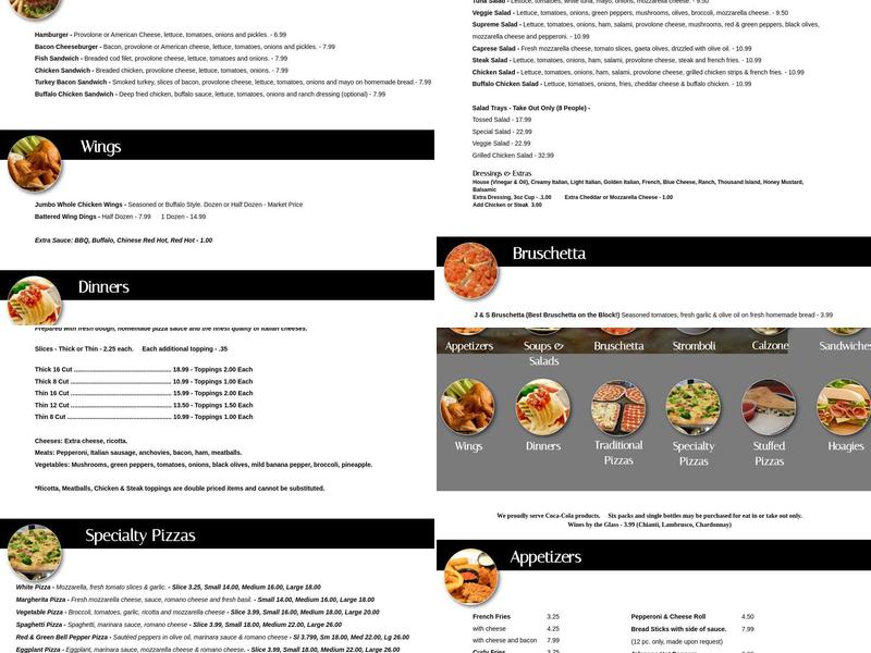 J & S Pizza Menu