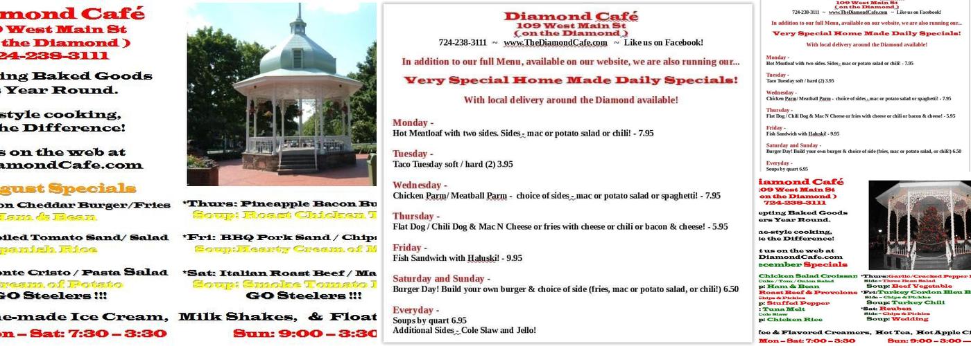Diamond Cafe Menu
