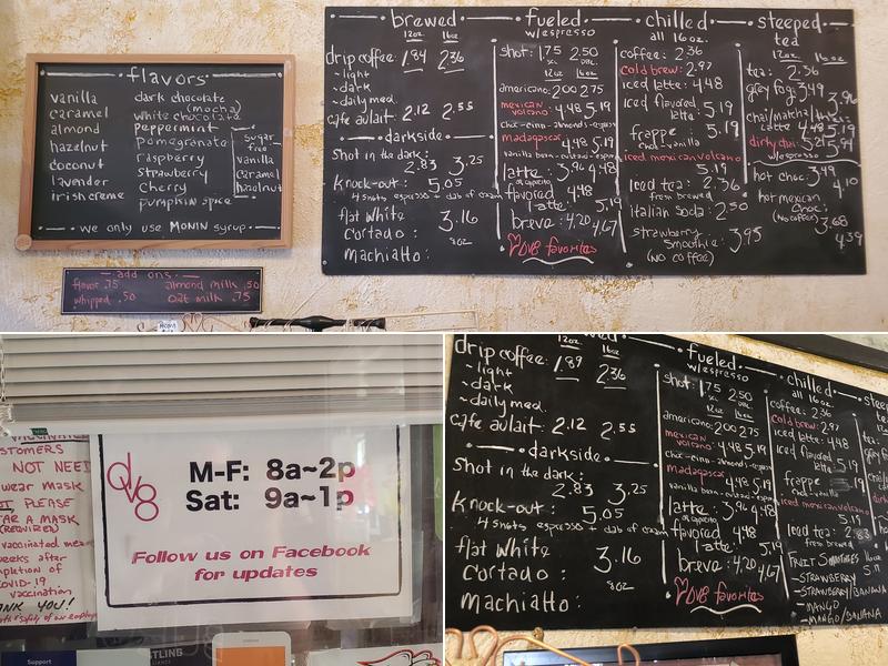 Dv8 Espresso Bar & Gallery Menu