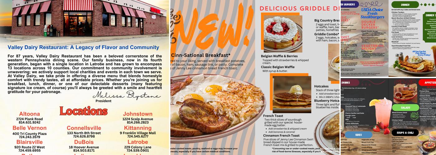 Valley Dairy Restaurant Menu