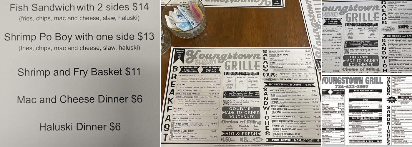 Youngstown Grille Menu