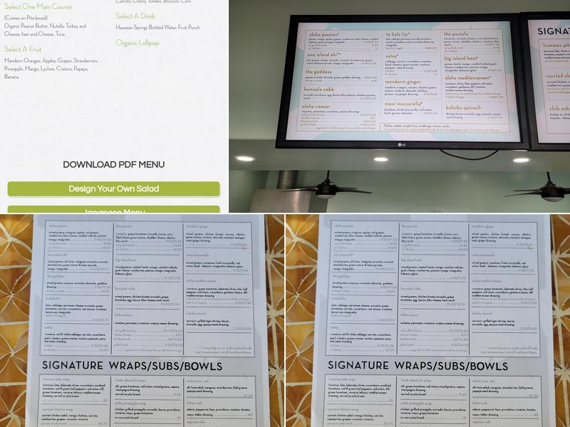 Aloha Salads Menu