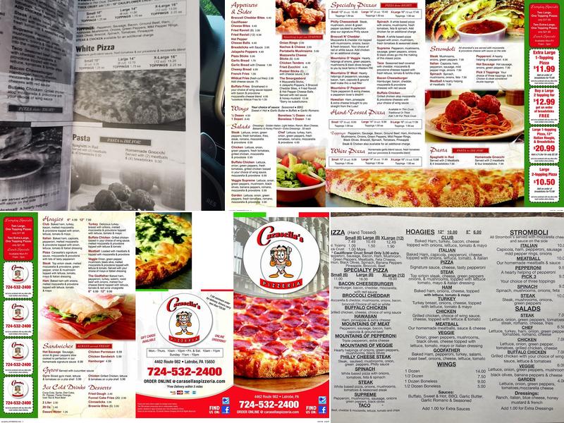 Carasella's Pizzeria Menu