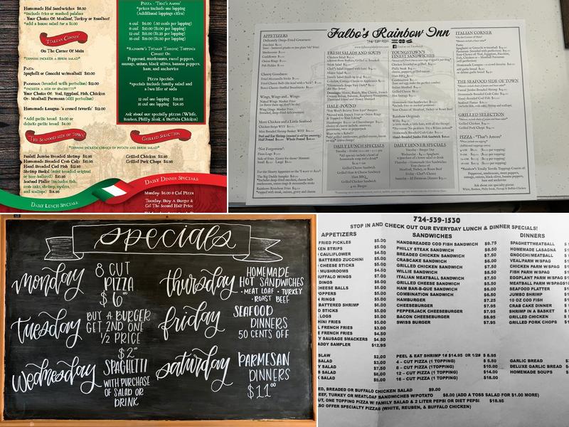Falbo’s Rainbow Inn Menu