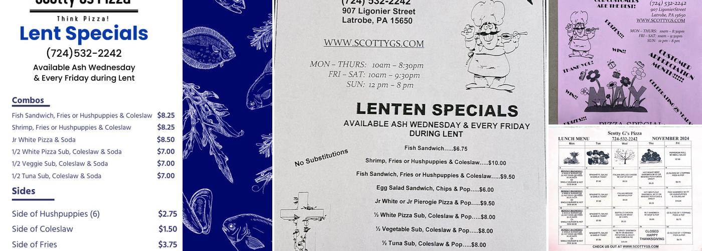 Scotty G's Pizzeria Menu