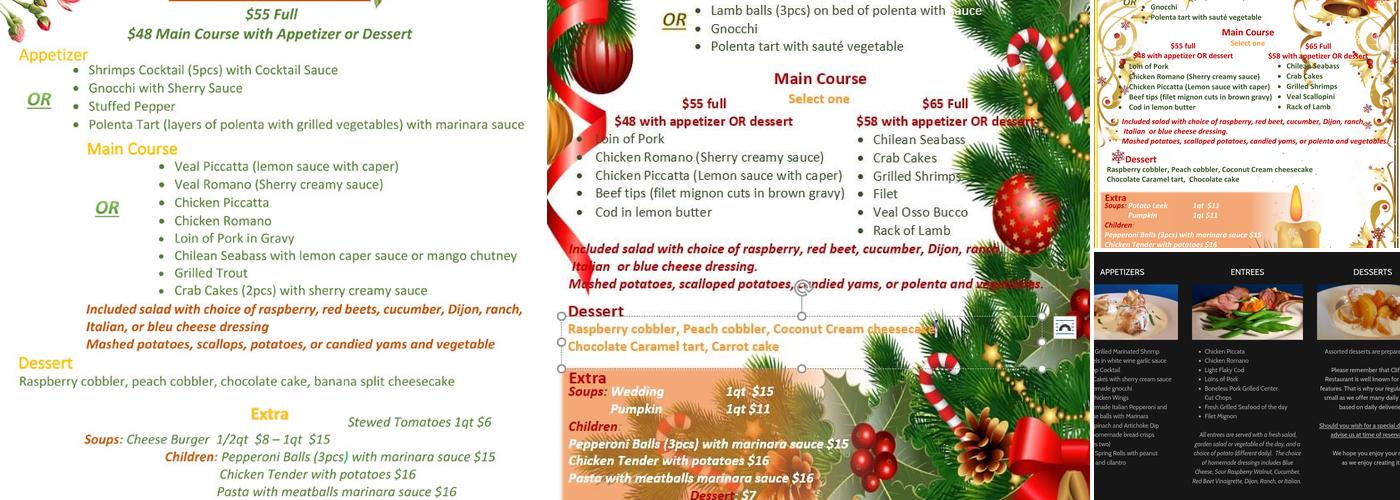 Clifford's Restaurant Menu