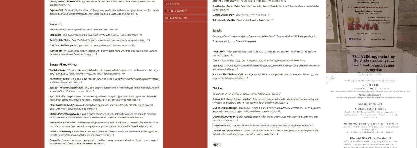 The Brick House Menu