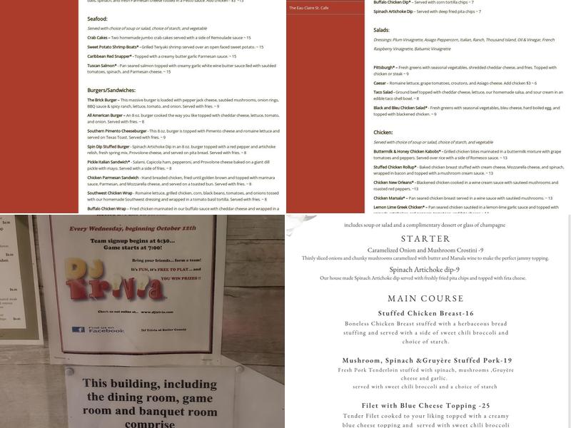 The Brick House Menu