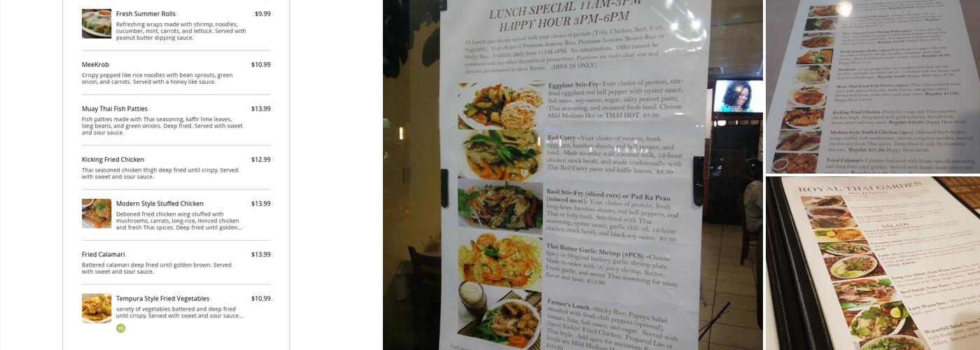 Royal Thai Garden Menu