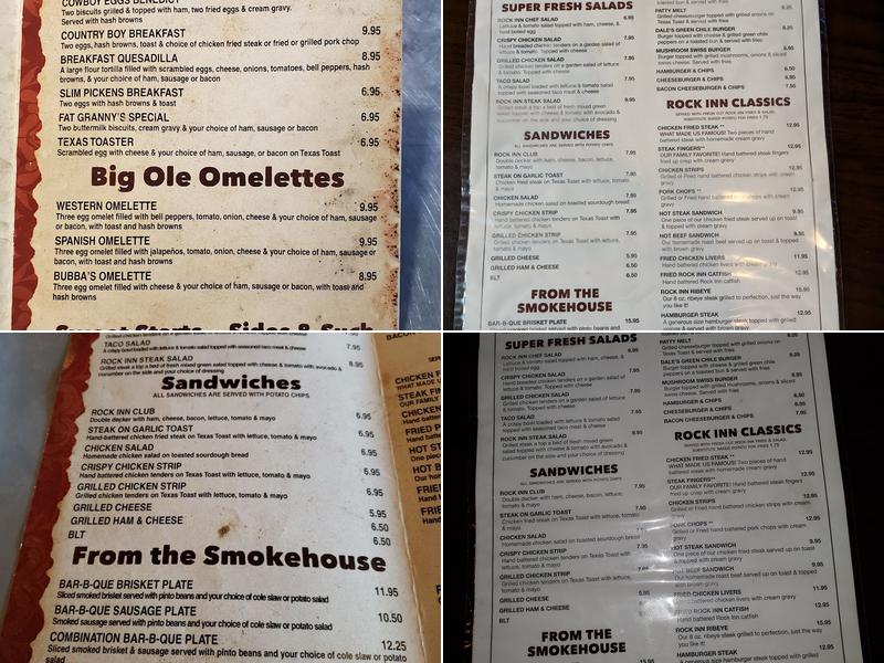 Rock Inn Cafe Menu