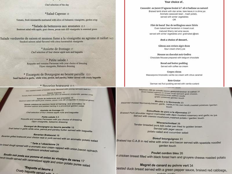 Citron European Bistro Menu