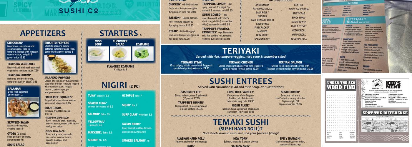 Trapper's Sushi - Parkland Menu