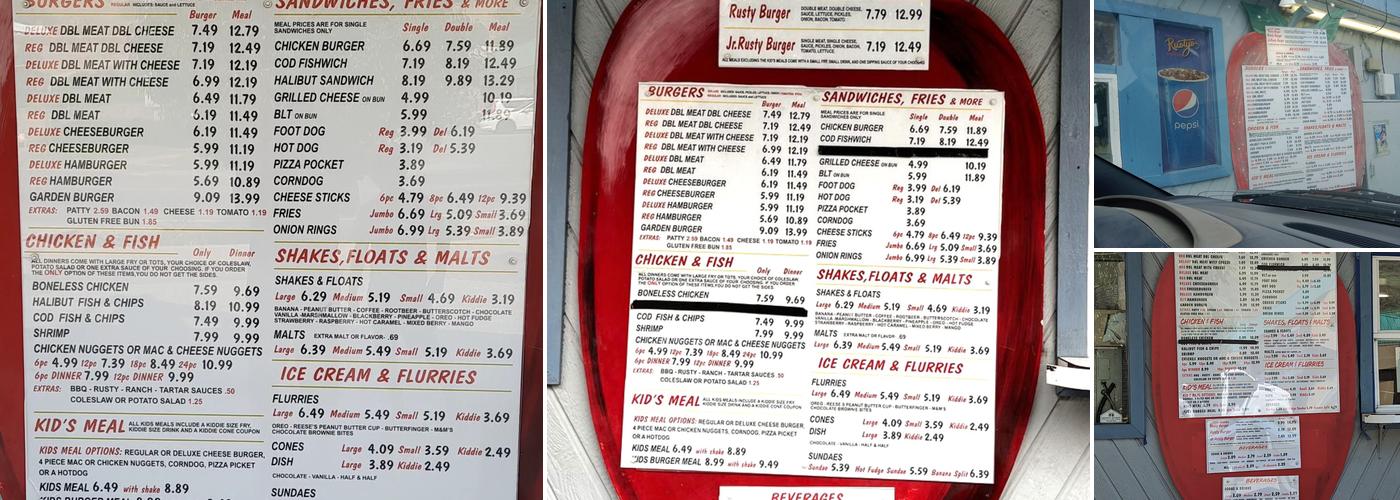 Rusty's Drive In Menu