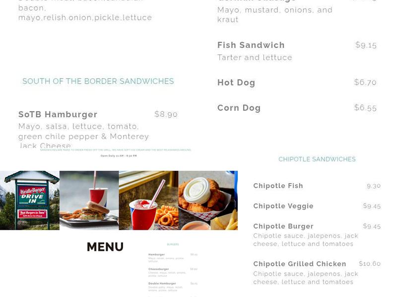 Heidleburger Drive In Menu