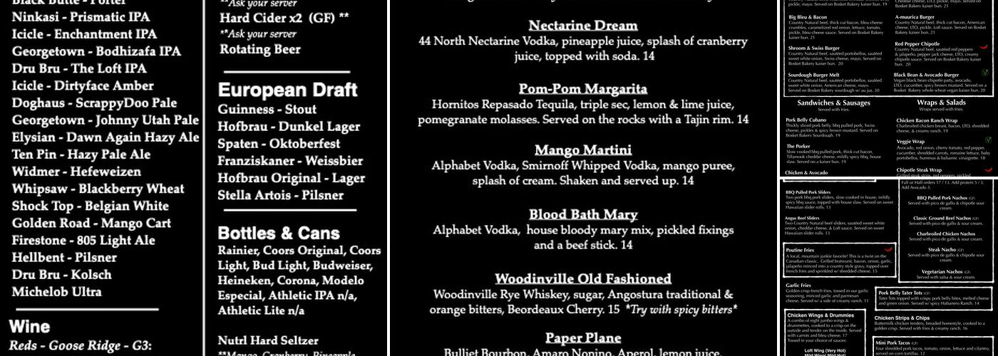 The Loft Bar & Grill Menu