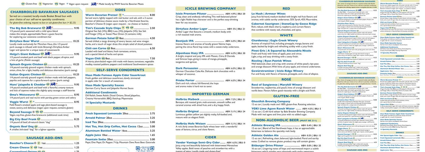 München Haus Menu