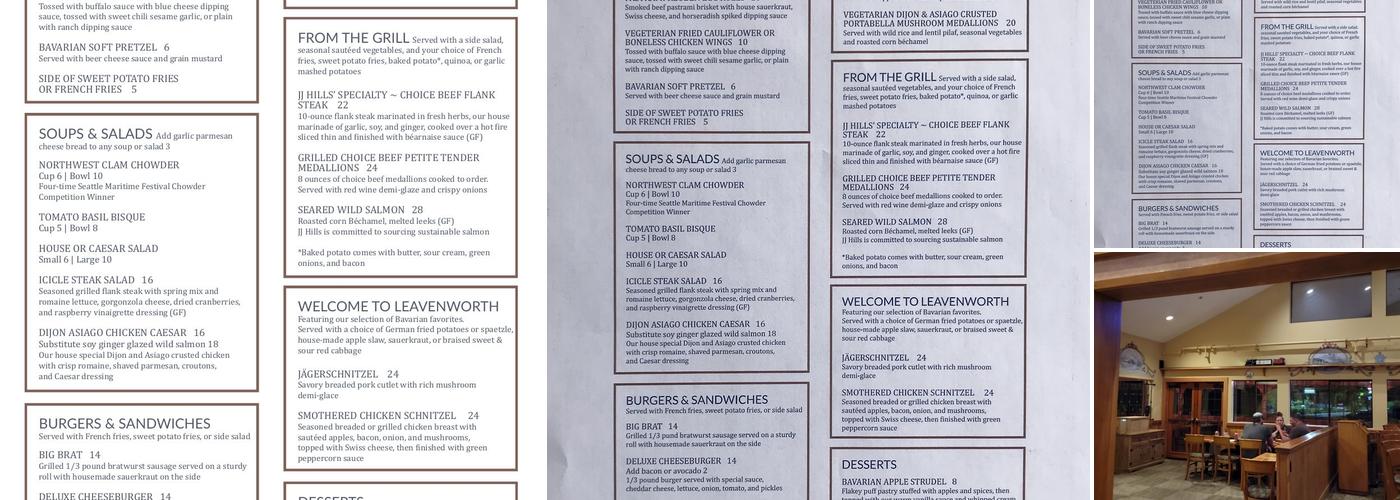 J J Hills Fresh Grill Restaurant in Leavenworth Menu